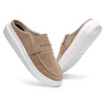 Mule Masculino Sola Alta Loafer Derby em Camurça - Bege