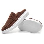 Mule Masculino Sola Alta Loafer Derby em Camurça - Café