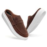 Mule Masculino Sola Alta Loafer Derby em Camurça - Café