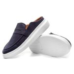 Mule Masculino Sola Alta Loafer Derby em Camurça - Azul
