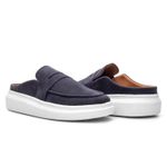Mule Masculino Sola Alta Loafer Derby em Camurça - Azul