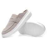 Mule Masculino Sola Alta Loafer Derby em Camurça - Cinza