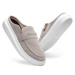 Mule Masculino Sola Alta Loafer Derby em Camurça - Cinza