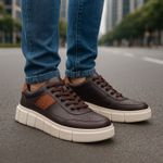 Kit 2 Pares de Tenis Oversized Sneaker Masculino - Marrom e Preto/Preto