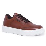 2 Tenis Masculino Casual Sola Reta Leve e Confort + Relógio Digital - Pinhão + Preto/Preto