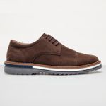Oxford Masculino Sola Detalhe Loafer Derby em Camurça - Café