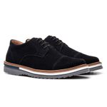 Oxford Masculino Sola Detalhe Loafer Derby em Camurça - Preto
