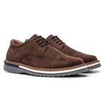 Oxford Masculino Sola Detalhe Loafer Derby em Camurça - Café