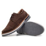 Oxford Masculino Sola Detalhe Loafer Derby em Camurça - Café