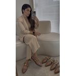 Slingback Mocca Mousse Metal Dourado Allura 