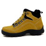 Coturno Adventure para trekking em couro mostarda preto 019