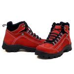 Coturno Adventure para trekking em couro vermelho e preto 019