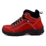 Coturno Adventure para trekking em couro vermelho e preto 019