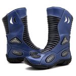 Bota motociclista Stunt em couro legítimo - 300 Na cor Azul