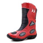 Bota motociclista Stunt em couro legítimo - 300 Na cor Vermelho