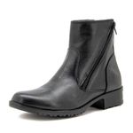 Coturno feminino couro legítimo 7506 preto com fecho em zíper dos dois lados