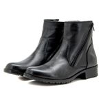 Coturno feminino couro legítimo 7506 preto com fecho em zíper dos dois lados