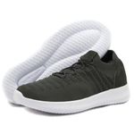 Tênis Knit motociclista masculino forrado em couro 545 Verde