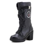 Bota feminina motociclista estilo roqueira 9410