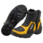 Bota motociclista com altura de até 9cm em couro legítimo solado preto AS-HEIGHT