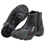 Bota motociclista com altura de até 9cm em couro legítimo solado preto AS-HEIGHT