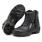 Bota motociclista com altura de até 9cm em couro legítimo solado preto AS-HEIGHT