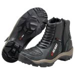 Bota motociclista com altura de até 9cm em couro legítimo AS-HEIGHT