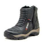 Bota motociclista com altura de até 9cm em couro legítimo AS-HEIGHT