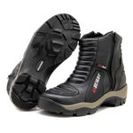 Bota motociclista com altura de até 9cm em couro legítimo AS-HEIGHT