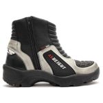 Bota motociclista com altura de até 9cm em couro legítimo solado preto AS-HEIGHT