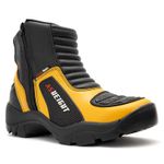 Bota motociclista com altura de até 9cm em couro legítimo solado preto AS-HEIGHT