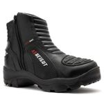 Bota motociclista com altura de até 9cm em couro legítimo solado preto AS-HEIGHT
