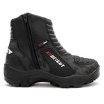 Bota motociclista com altura de até 9cm em couro legítimo solado preto AS-HEIGHT