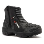 Bota motociclista com altura de até 9cm em couro legítimo solado preto AS-HEIGHT