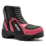 Bota motociclista com altura de até 9cm em couro legítimo solado preto AS-HEIGHT