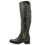Bota cano super alto feminina estilo montaria em couro legítimo 9111 preto