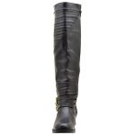 Bota cano super alto feminina estilo montaria em couro legítimo 9111 preto