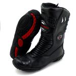 Bota motociclista de cano alto em couro legítimo 302 PRETO