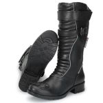 Bota motociclista cano alto feminina com refletivo em couro 9118