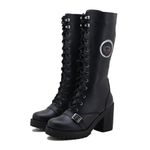 Bota feminina motociclista estilo roqueira 9402