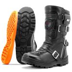 Bota motociclista roqueira em couro legítimo 296