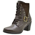 Coturno feminino Atron Shoes de couro na cor café 9066