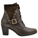 Coturno feminino Atron Shoes de couro na cor café 9066