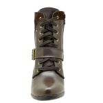 Coturno feminino Atron Shoes de couro na cor café 9066