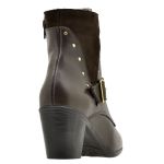 Coturno feminino Atron Shoes de couro na cor café 9066