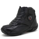 Coturno motociclista em couro legítimo preto 270