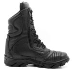 Coturno Militar Tático Couro Legítimo preto com zíper 292