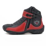 Bota para Motociclista Couro Legítimo 271 nas cores preto e Vermelho