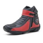 Bota para Motociclista Couro Legítimo 271 nas cores preto e Vermelho