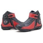 Bota para Motociclista Couro Legítimo 271 nas cores preto e Vermelho